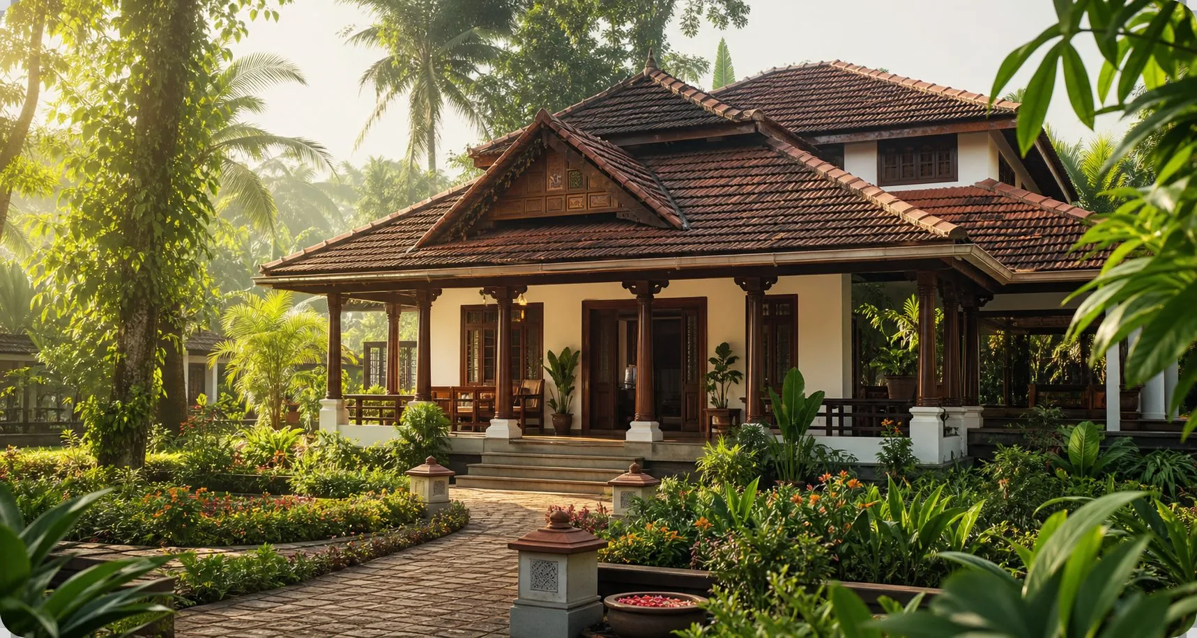 Ayurvedic therapy vessels and serene retreat